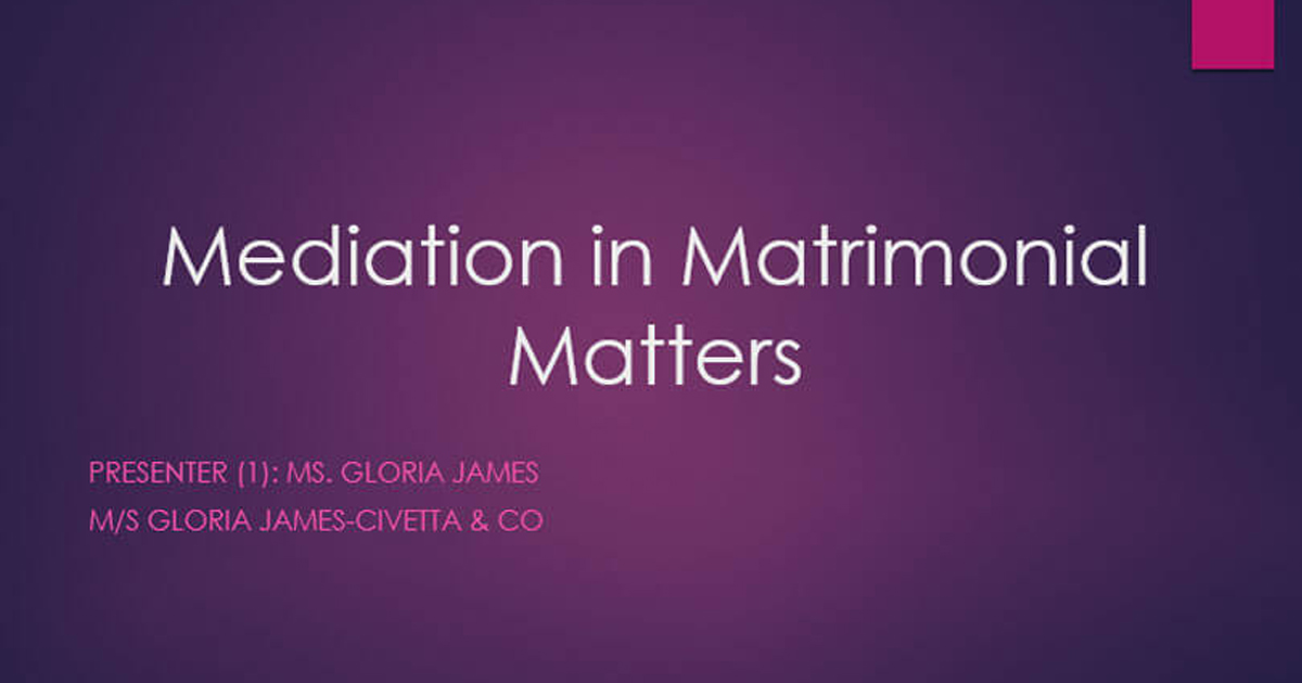 mediation in matrimonial matters